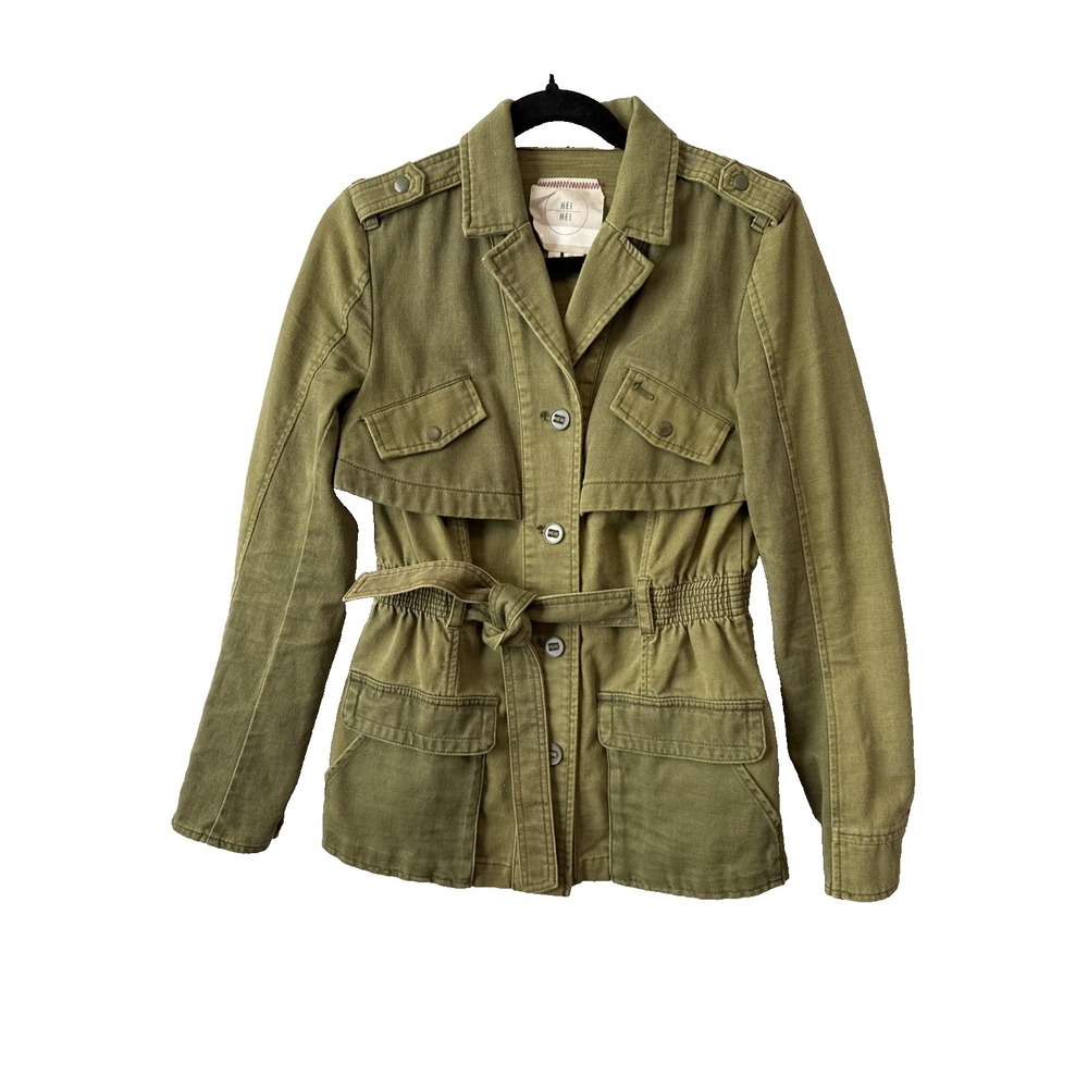 Anthropologie Hei Hei NWOT‎ Military Green Ruffleback Anorak Utility Jacket XS